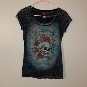 Harley-Davidson Small Skeleton T-Shirt Rhinestone S